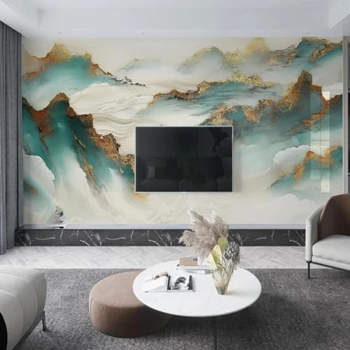 WEITAOSM Künstlerische abstrakte Landschaftsmalerei mit blauer Tinte, Kunstlandschaft, Wandbild, Wohnzimmer, Fernseher, Sofa, Wandbild (selbstklebendes PVC) von WEITAOSM