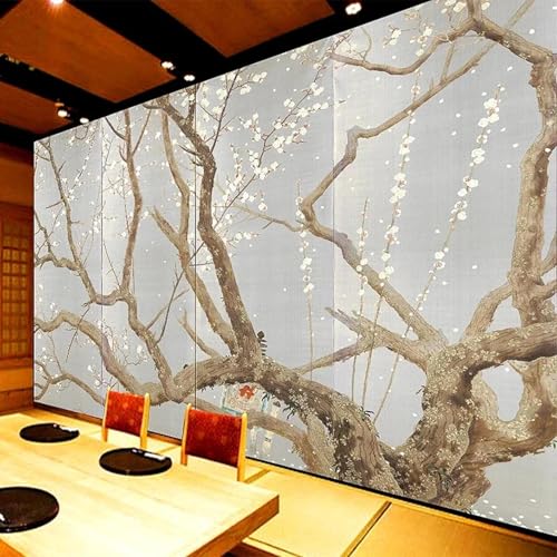 WEITAOSM Moderne 3D-Tapete mit handbemalten Pflanzen, Kirschbäumen, Hot Pot, Restaurant, Café, Wohnzimmer, Restaurant, Hintergrund, Wandkunst (selbstklebendes PVC) von WEITAOSM