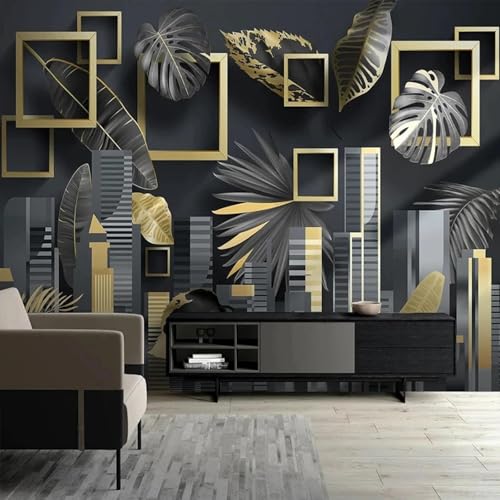 WEITAOSM Moderne tropische Pflanze 3D Stereo geometrische Muster Wandbild Wohnzimmer TV Sofa Hintergrund Wandkunst Tapete (selbstklebendes PVC) von WEITAOSM
