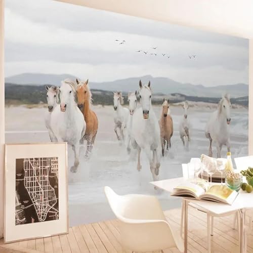 WEITAOSM Modernes 3D-Pferdebild, dreidimensionale Kunsttapete, geeignet für Schlafzimmer, Arbeitszimmer, Wohnzimmer, Sofa, TV, Kunstwandbild (selbstklebendes PVC) von WEITAOSM