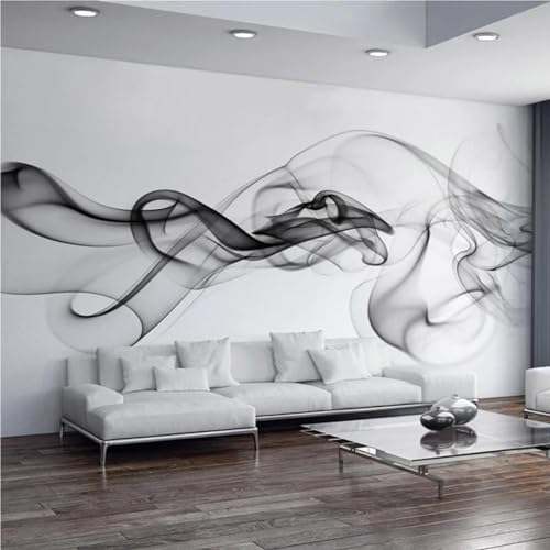 WEITAOSM Modernes 3D-Stereo-Wandbild mit abstrakter Kunst in Schwarz und Weiß mit Rauchmotiv für Büro, Arbeitszimmer, Wohnzimmer, Sofa (selbstklebendes PVC) von WEITAOSM
