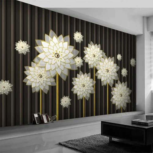 WEITAOSM Modernes 3D-Stereo-Wandbild mit weißen Blumen, geometrisches Muster, für Schlafzimmer, Wohnzimmer, Fernseher, Sofa, Wandkunst, Tapete (selbstklebendes PVC) von WEITAOSM