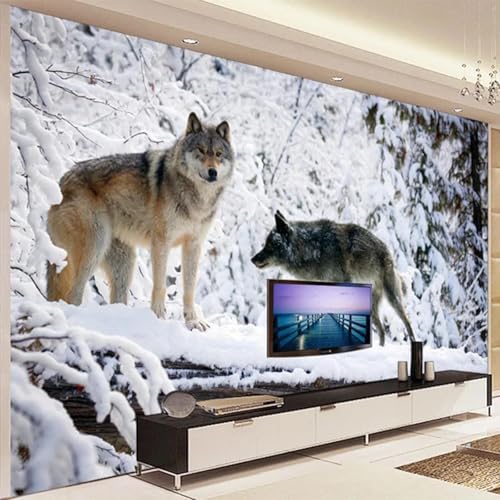 WEITAOSM Modernes 3D-Wandbild mit Tier, Wolf, Schnee, Naturlandschaft, für Arbeitszimmer, Wohnzimmer, Fernseher, Sofa, Wandbild, kreative Tapete (selbstklebendes PVC) von WEITAOSM