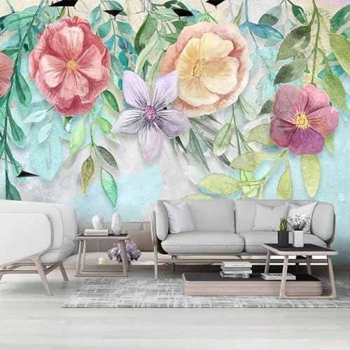WEITAOSM Modernes 3D-Wandbild mit handgemalten Pflanzen und Blumen in Aquarelloptik, für Schlafzimmer, Wohnzimmer, Sofa, Hintergrundwand, romantische Heimdekoration (selbstklebendes PVC) von WEITAOSM