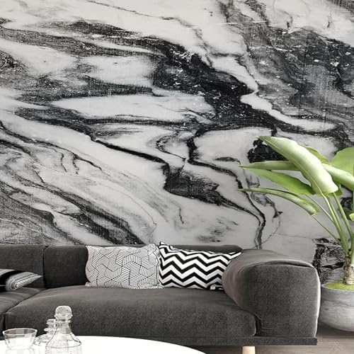 WEITAOSM Modernes 3D-Wandbild mit schwarz-weißem Marmormuster für Wohnzimmer, Schlafzimmer, Arbeitszimmer, Fernseher, Sofa, Kunstposter (selbstklebendes PVC) von WEITAOSM