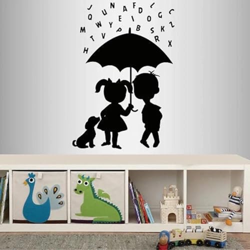 WEITAOSM Wandaufkleber mit Tieren, Hund, Regenschirm, Alphabet, für Jungen und Mädchen, für Kinderzimmer, Schlafzimmer, Wohnzimmer, Dekoration, Vinyl, Wandkunst, Aufkleber WEITAOSM Wandaufkleber mit Tieren, Hund, Regenschirm, Alphabet, für Jungen und Mädchen, für Kinderzimmer, Schlafzimmer, Wohnzimmer, Dekoration, Vinyl, Wandkunst, Aufkleber von WEITAOSM