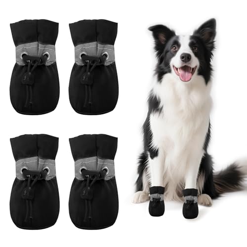 4 PCS Hundeschuhe Sommer, Geeignet für Haustiere im Sommer (Schwarz 2 4 PCS Hundeschuhe Sommer, Geeignet für Haustiere im Sommer (Schwarz 2 von WEITAPYT