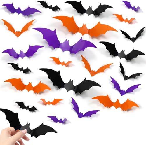 72 Stück Fledermaus Halloween Deko Gruselig, 4 Größen 3D Fledermaus Deko Wandaufkleber Wasserdichtes PVC Abnehmbares Fledermaus-Sticker für DIY Wand,Fensterdeko Party Zubehör 72 Stück Fledermaus Halloween Deko Gruselig, 4 Größen 3D Fledermaus Deko Wandaufkleber Wasserdichtes PVC Abnehmbares Fledermaus-Sticker für DIY Wand,Fensterdeko Party Zubehör von WEITAPYT