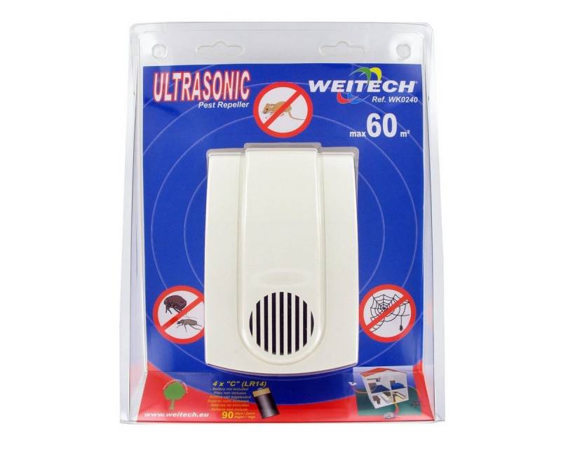 WEITECH Ultraschall-Tierabwehr Ultraschall Vertreiber gegen Mäuse, Spinnen, Zecken, Flöhe von WEITECH