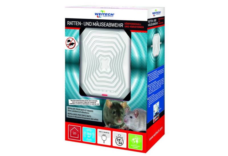 WEITECH Ultraschall-Tierabwehr Indoor Ratten- und Mäuseabwehr mit Körperschall und Vibration von WEITECH