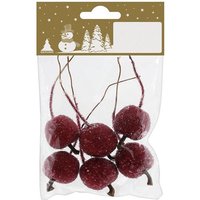 Deko Äpfel rot geeist Ø 3 cm an Draht , 6 Stück Deko Weihnachten von WEITERE