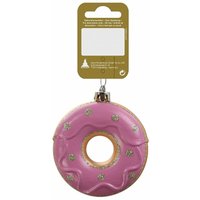 Weihnachtsanhänger Donut rosa aus Kunststoff Ø 8 cm Deko Weihnachten von WEITERE