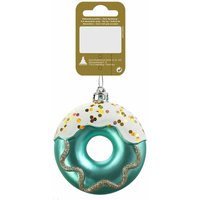 Weihnachtsanhänger Donut türkis aus Kunststoff Ø 8 cm Deko Weihnachten von WEITERE