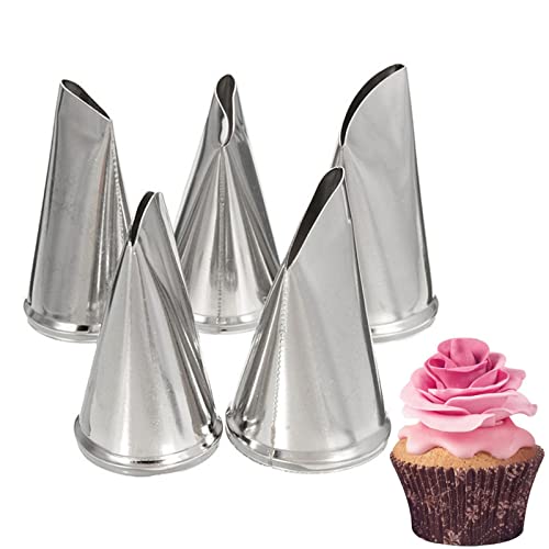 Spritztüllen Set Russische Tüllen, 5 STÜCKE Edelstahl DIY Handwerk Blume Rose Zuckerglasur Friedliche Düsen Creme Petal Pastry Kuchen Dekorieren Tipps Weiting von WEITING