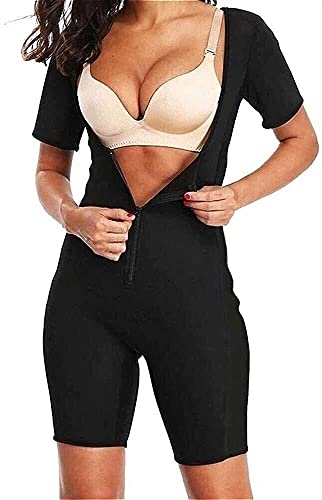 WEITING Damen Ganzkörper-Schwitz-Sport-Neoprenanzug, Taillentrainer-Body Mit Ärmeln, Schlankheits-Body for Gewichtsverlust, Sauna-Anzug Saunaanzug (Color : Noir, Size : M) von WEITING