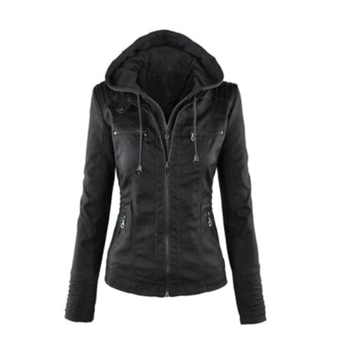 WEITING Jacke Damen-Jacke mit Kapuze und Reißverschluss im europäischen Stil, Schwarz, M WEITING Jacke Damen-Jacke mit Kapuze und Reißverschluss im europäischen Stil, Schwarz, M von WEITING