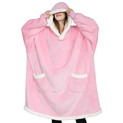 WEITING Kapuzen-Sweatshirt tragbare Decke – weiche Fleece-Kapuzendecke mit Ärmeln – Unisex Warm Wrap Decke werfen Bademantel für Schlafsofa Reise von WEITING