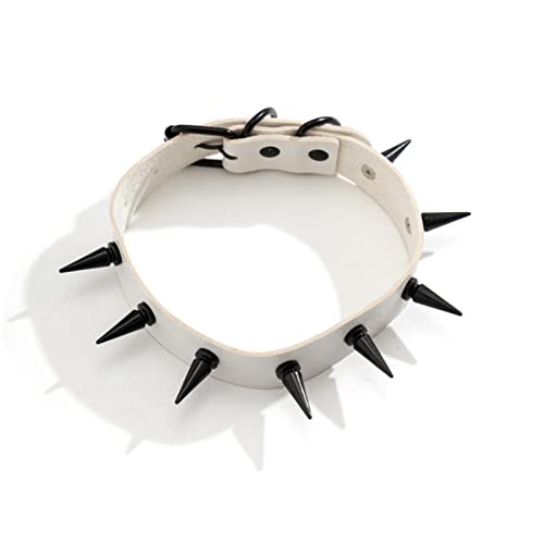 WEITING Punk Rock Nieten Nieten Choker Spike Choker Halsketten Gothic Steampunk Nieten Halsband Damen Herren Emo Mode Halloween Gothic Schmuck - Weiß WEITING Punk Rock Nieten Nieten Choker Spike Choker Halsketten Gothic Steampunk Nieten Halsband Damen Herren Emo Mode Halloween Gothic Schmuck - Weiß von WEITING