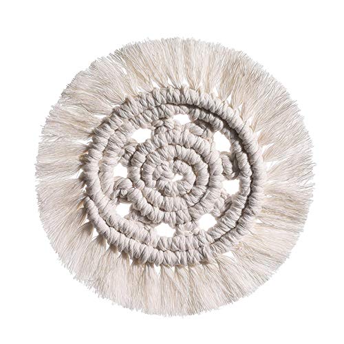 WEITING Runde Platzsets mit Bohemien-Fransen | Untersetzer Bohémien aus Makramee, Tischsets aus Baumwollseil, Untersetzer Boho für Küchendekorationen, 20 cm von WEITING