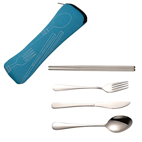 WEITING Tragbares Besteck-Set aus Edelstahl | Cutter Löffel Essstäbchen Set,Wiederverwendbare Werkzeuge aus Edelstahl, Esslöffel Gabel aus HL von WEITING