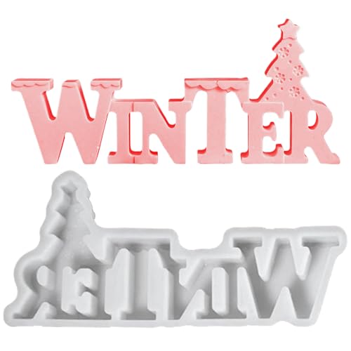 weiting 3D Winter Wort Schablone - 3D Christbaum Kerzenform Aus Silikon - Deko Für Büro Schreibtisch Wohnheim Geburtstag Schulische Wochenfeier Party von WEITING