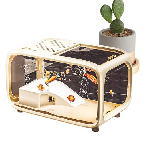 weiting Aquarium Becken,Kleines Betta Aquarium Mit Kletterdekoration | Acryl Lebensraum mit Einer Fütterungsöffnung an der Oberseite für Wassertiere Schildkröten Betta und Wasserpflanzen weiting Aquarium Becken,Kleines Betta Aquarium Mit Kletterdekoration | Acryl Lebensraum mit Einer Fütterungsöffnung an der Oberseite für Wassertiere Schildkröten Betta und Wasserpflanzen von WEITING