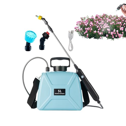 weiting Elektrische Gartenspritze | 5L Rucksacksprüher - 3 Sprühdüsen Bewässerungsgerät Mit Schultergurt Teleskopstange Für Rasen Pflanzen Pool Auto Reinigung Boden Gartenpflege von WEITING