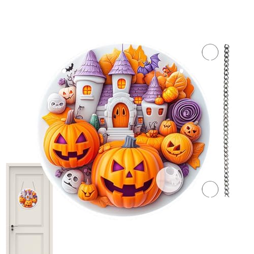 weiting Halloween Türschild Deko - Rundes Halloween Türschild Aus Acryl,Gothic Festdekoration Hängbar Deko Für Schlafzimmer Vordach Wand Landhausstil Kamin Fenster von WEITING