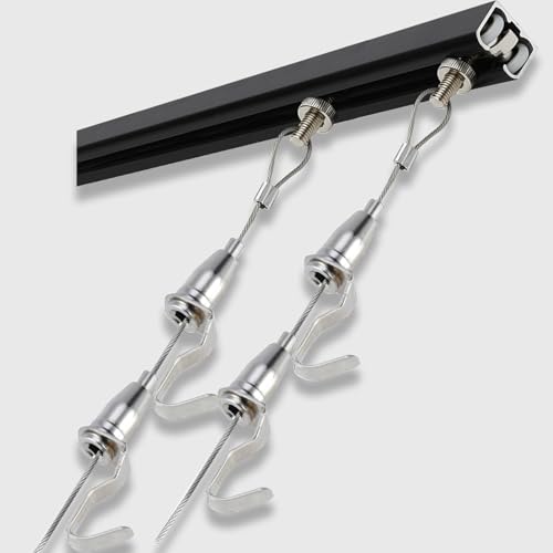 Bildgestützte Stange-System, Deckenmontage-Bildaufhängesystem-Kit, Aluminiumschiene, Stahlkabel, 11er-Pack, mehrere Größen, 3,3'-9,8' Kabel for Galerie, Studio, Museum(6ft(183cm) rail,6.5'/2m Cord) von WEITINGKKK