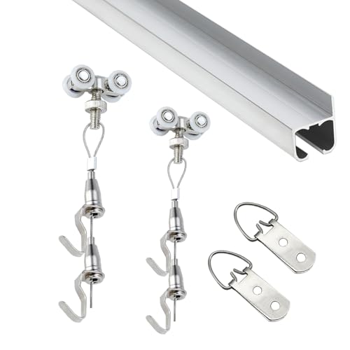 Bildgestützte Stange-System, Wandhalterung Bildaufhängesystem Schienensatz mit Aluminiumschiene Stahlkabel Haken Mehrere Größen(2.5'(76.2cm) rail,8.2'/2.5m Cord) von WEITINGKKK