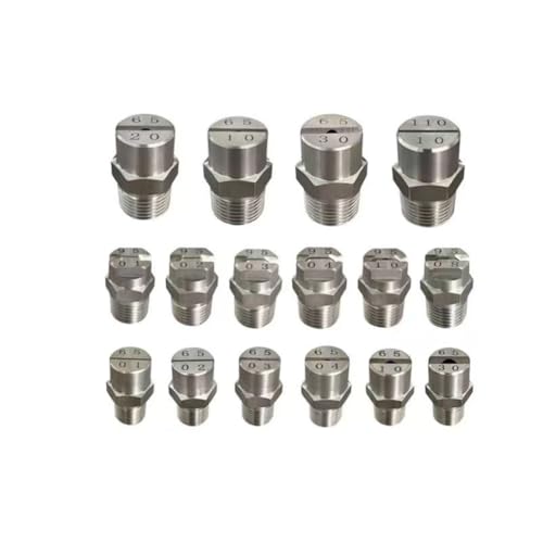 Düsen Spitze, 5 Stück Hochdruckreiniger-Fächerdüse Edelstahl 1/8 und 1/4 Außengewinde 65 80 95 110 Grad(1/8 External Thread 9.5mm (Bore Diameter 1.8mm),65°) von WEITINGKKK