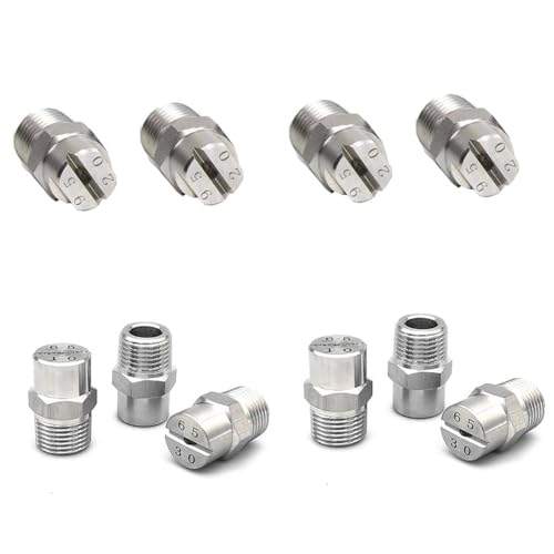 Düsen Spitze, Edelstahl-Flachstrahl-Waschdüse, 1/8 1/4 BSPT Außengewinde, mehrere Winkel, 10 Stück(1/4 External Thread 12.5mm (Bore Diameter 2.0mm),40°) von WEITINGKKK