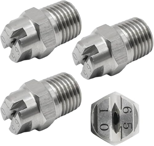 Düsen Spitze, Flachstrahl-Hochdruckreinigerdüse, 40°, 45°, 65°, 80°, 95°, 110°, 1/8 und 1/4 Zoll BSPT, Edelstahl 304, 10 Stück, mehrere Größen(1/4 External Thread 12.5mm (Bore Diameter 1.6mm),110°) Düsen Spitze, Flachstrahl-Hochdruckreinigerdüse, 40°, 45°, 65°, 80°, 95°, 110°, 1/8 und 1/4 Zoll BSPT, Edelstahl 304, 10 Stück, mehrere Größen(1/4 External Thread 12.5mm (Bore Diameter 1.6mm),110°) von WEITINGKKK