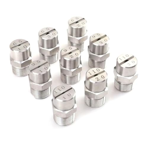Düsen Spitze, Flachstrahl-Sprühdüse, Edelstahl 304, 1/8 und 1/4 BSPT-Gewinde, 65 – 110 Grad, mehrere Bohrungsdurchmesser, 5 Stück(1/4 External Thread 12.5mm (Bore Diameter 2.0mm),65°) von WEITINGKKK