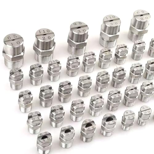 Düsen Spitze, Flachstrahldüse 1/8-1/2 BSPT Außengewinde 304 Edelstahl 65 Grad Packung mit 5 oder 10 Stück(No.20: 1/8 (2.8 Mm Aperture),10pcs) von WEITINGKKK