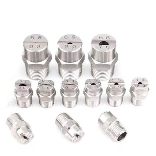 Düsen Spitze, Flachstrahldüse Edelstahl 40-110 Grad 1/4 und 1/8 Zoll Außengewinde Mehrere Größen 10 Stück(1/8 External Thread 9.5mm (Bore Diameter 1.4mm),45°) von WEITINGKKK