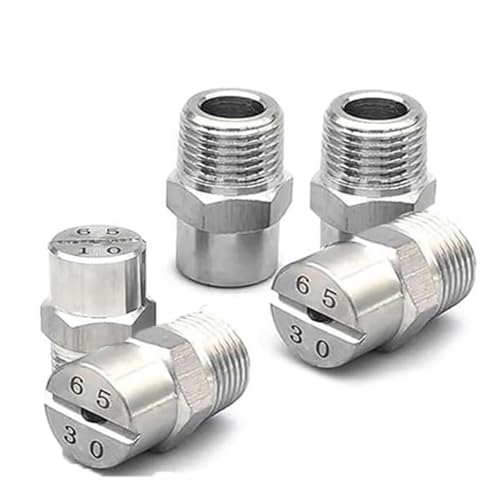 Düsen Spitze, Flachstrahldüsen aus Edelstahl, 1/8 Zoll und 1/4 Zoll BSPT-Außengewinde, mehrere Winkel, 5er-Pack(1/8 External Thread 9.5mm (Bore Diameter 2.4mm),40°) von WEITINGKKK