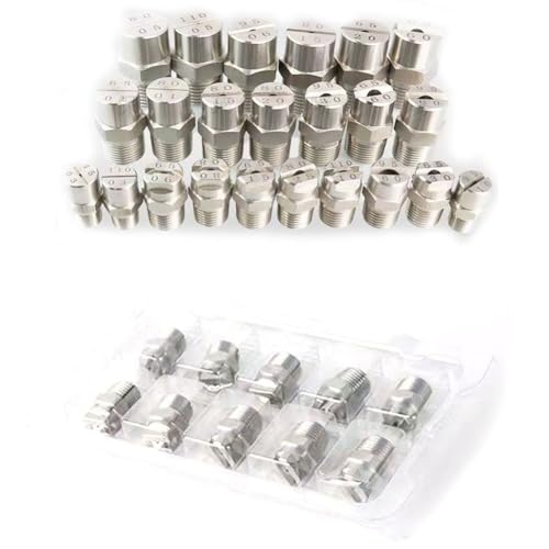 Düsen Spitze, Flachstrahldüsen aus Edelstahl, 1/8 und 1/4 Gewinde, mehrere Winkel, 5er-Pack(1/8 External Thread 9.5mm (Bore Diameter 1.1mm),95°) von WEITINGKKK