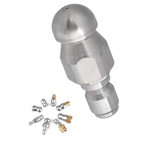 Düsen Spitze, Kanalisationsdüse, Edelstahl-Abflussreinigungsdüsenspitze, Schnellanschluss, Mehrfachkonfiguration, mehrere Größen(1 Hole in Front/3 Holes in Back 1/4 Quick Plug,1pc) von WEITINGKKK