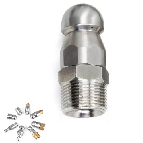 Düsen Spitze, Kanalisationsdüse, Edelstahl-Abflussreinigungsdüsenspitze, Schnellanschluss, Mehrfachkonfiguration, mehrere Größen(1 Hole in Front/3 Holes in Back M22mm*14mm,1pc) von WEITINGKKK
