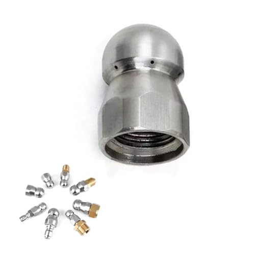 Düsen Spitze, Kanalisationsdüse, Edelstahl-Abflussreinigungsdüsenspitze, Schnellanschluss, Mehrfachkonfiguration, mehrere Größen(1 Hole in Front/6 Holes in Back Internal Thread 3/8,2pcs) von WEITINGKKK