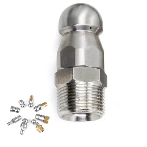 Düsen Spitze, Kanalisationsdüse, Edelstahl-Abflussreinigungsdüsenspitze, Schnellanschluss, Mehrfachkonfiguration, mehrere Größen(1 Hole in Front/6 Holes in Back M22mm*14mm,2pcs) von WEITINGKKK