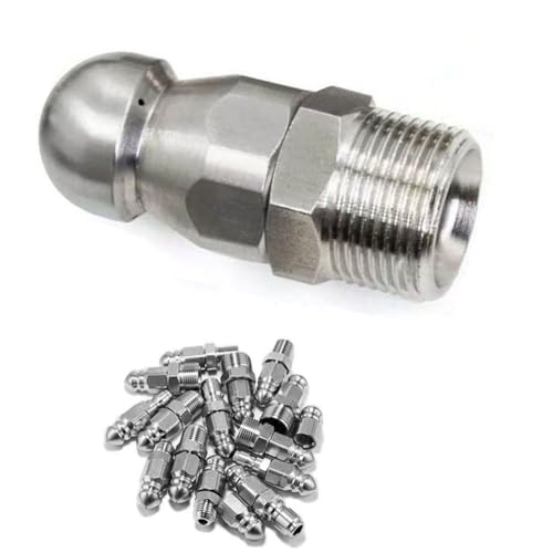 Düsen Spitze, Kanalisationsdüsen-Set aus Edelstahl, 1 vorderes Loch mit 3 oder 6 hinteren Löchern, mehrere Packungsgrößen(1 Hole in Front/6 Holes in Back M22mm*14mm,5pcs) von WEITINGKKK