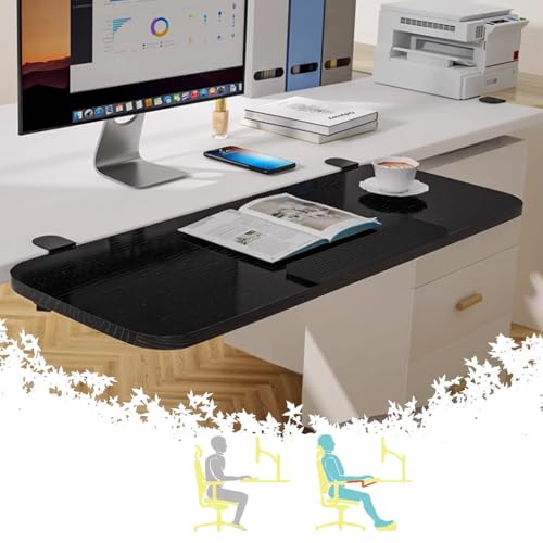Erweiterungsfach für den Tisch, Ergonomisches Desktop-Extender-Tablett 25" × 9" Klappbare Klemm-Tastaturplattform Armlehnenunterstützung Seitliche Tischverlängerungsbefestigung(Black,65x24cm(25x9in)) von WEITINGKKK