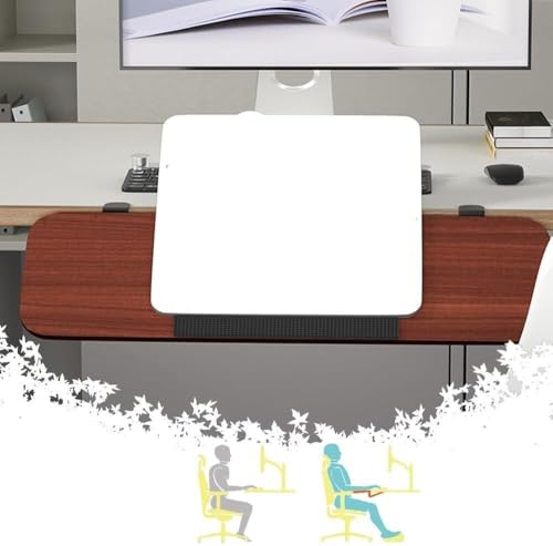 Erweiterungsfach für den Tisch, Ergonomisches Desktop-Extender-Tablett 25" × 9" Klappbare Klemm-Tastaturplattform Armlehnenunterstützung Seitliche Tischverlängerungsbefestigung(Teak,65x24cm(25x9in)) von WEITINGKKK