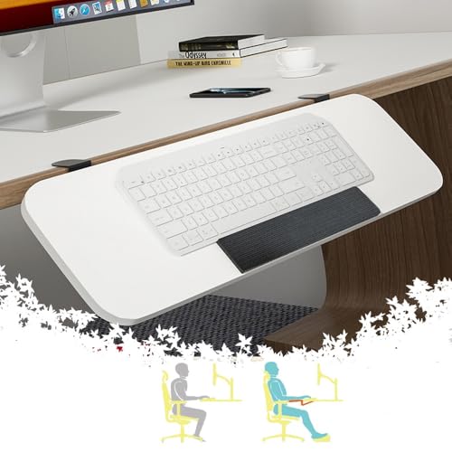 Erweiterungsfach für den Tisch, Ergonomisches Desktop-Extender-Tablett 25" × 9" Klappbare Klemm-Tastaturplattform Armlehnenunterstützung Seitliche Tischverlängerungsbefestigung(White,65x24cm(25x9in)) von WEITINGKKK