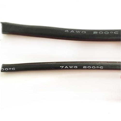 Flexibler Kupferdraht, Elektrischer Draht, flexibles Kupferkabel, schwarz/rot, 1–16 AWG, hitzebeständiger Silikondraht, -65 bis 200 °C, Packung mit mehreren Größen(1 Awg 2meters,Black) von WEITINGKKK