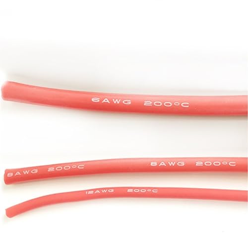 Flexibler Kupferdraht, Elektrischer Draht, flexibles Kupferkabel, schwarz/rot, 1–16 AWG, hitzebeständiger Silikondraht, -65 bis 200 °C, Packung mit mehreren Größen(1 Awg 2meters,Red) von WEITINGKKK