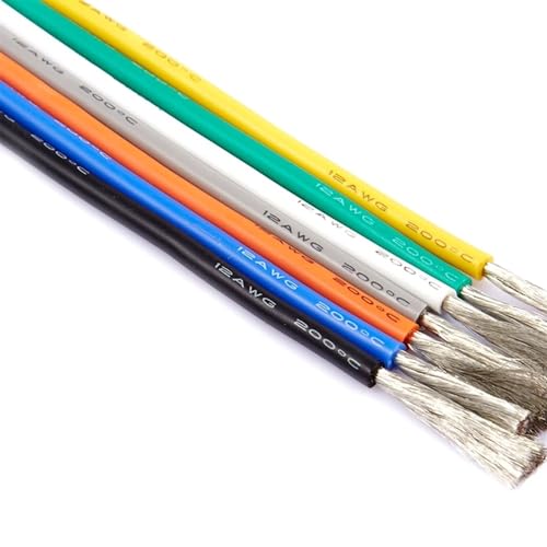 Flexibler Kupferdraht, Silikon-Elektrokabel, 5 Meter, verzinntes Kupfer, mehrfarbig, 17–30 AWG(Black,22AWG 0.35mm2) von WEITINGKKK