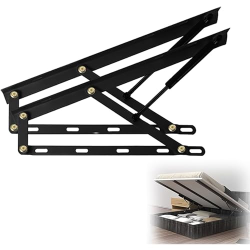 Luftsprung der Kamel, Klappbett-Hebe-Scharnier, hydraulischer Bett-Hebemechanismus, Gasfeder-Hebevorrichtung, pneumatische Unterstützung, Aufbewahrungsbox for Bett(Black,90cm) von WEITINGKKK